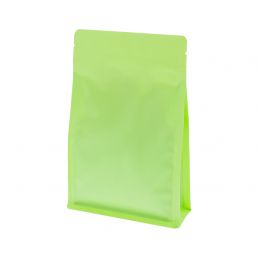 Flachbodenbeutel mit Zip-verschluss - matt grün (100% recycelbar)