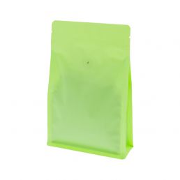 Flachboden-Kaffeebeutel mit Zip-verschluss - matt grün (100% recycelbar)