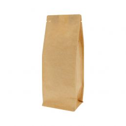 Flachbodenbeutel Kraft Look (100% recycelbar) - 95x230+{35+35} mm (900ml)