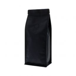 Flachboden Kaffee Beutel matt schwarz (100% recycelbar) - 250 gr (95x230+{35+35} mm)
