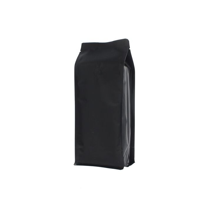 Flachboden-Kaffeebeutel - matt schwarz - 250 gr (95x230+{35+35} mm)