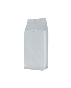 Flachboden-Kaffeebeutel - glanzend weiss - 500 gr (110x280+{40+40} mm)