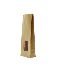 Blockbodembeutel Kraftpapier mit Fenster - braun