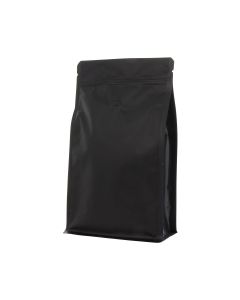 Flachboden-Kaffeebeutel mit Zip-verschluss - matt schwarz