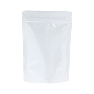 Standbodenbeutel - glanzend weiss - 110x170+{35+35} mm (200-225ml)