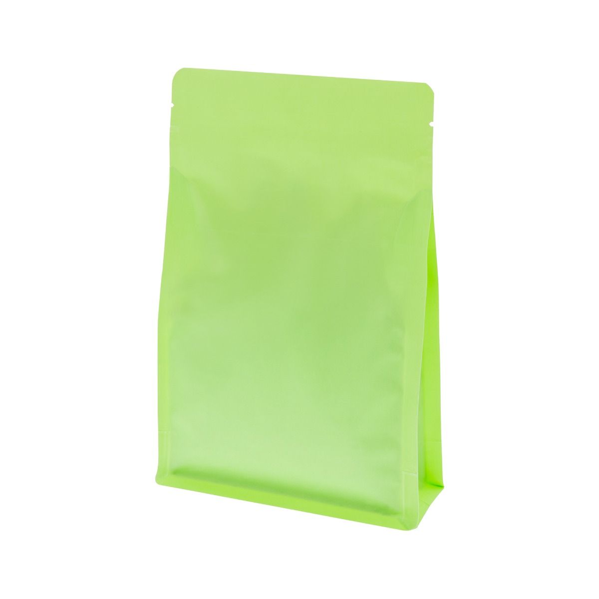 Flachbodenbeutel mit Zip-verschluss - matt grün (100% recycelbar)