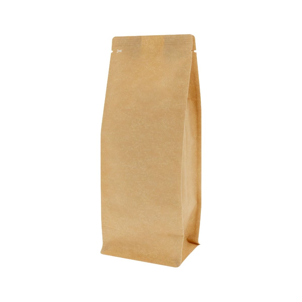 Flachbodenbeutel Kraft Look (100% recycelbar) - 95x230+{35+35} mm (900ml)
