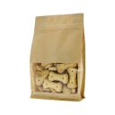 Flachbodenbeutel Kraftpapier mit Fenster und Frontreissverschluss - braun