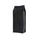 Flachboden-Kaffeebeutel - matt schwarz - 250 gr (95x230+{35+35} mm)