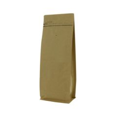 Flachboden-Kaffeebeutel Kraftpapier mit Frontreissverschluss - braun - 110 gr (95x185+{30+30} mm)