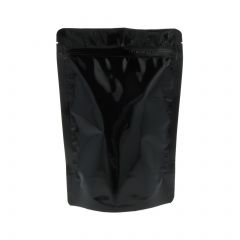Standbodenbeutel - glanzend schwarz - 95x150+{30+30} mm (100-125ml)