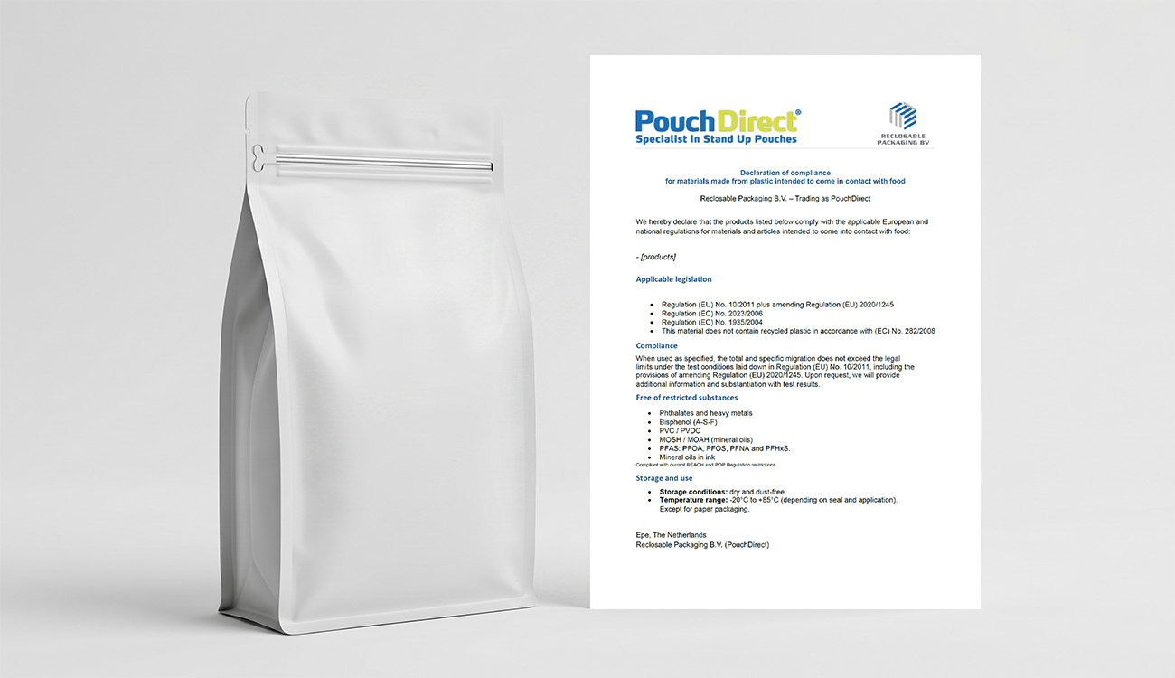 Konformitätserklärung bei PouchDirect